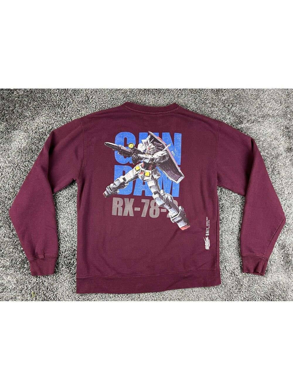BAIT x Gundam Universe Mens M Maroon RX-78-2 Graphic Crewneck Sweatshirt